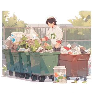 Beginner Chinese Reading Practice — Doing Our Part a man sorting garbage